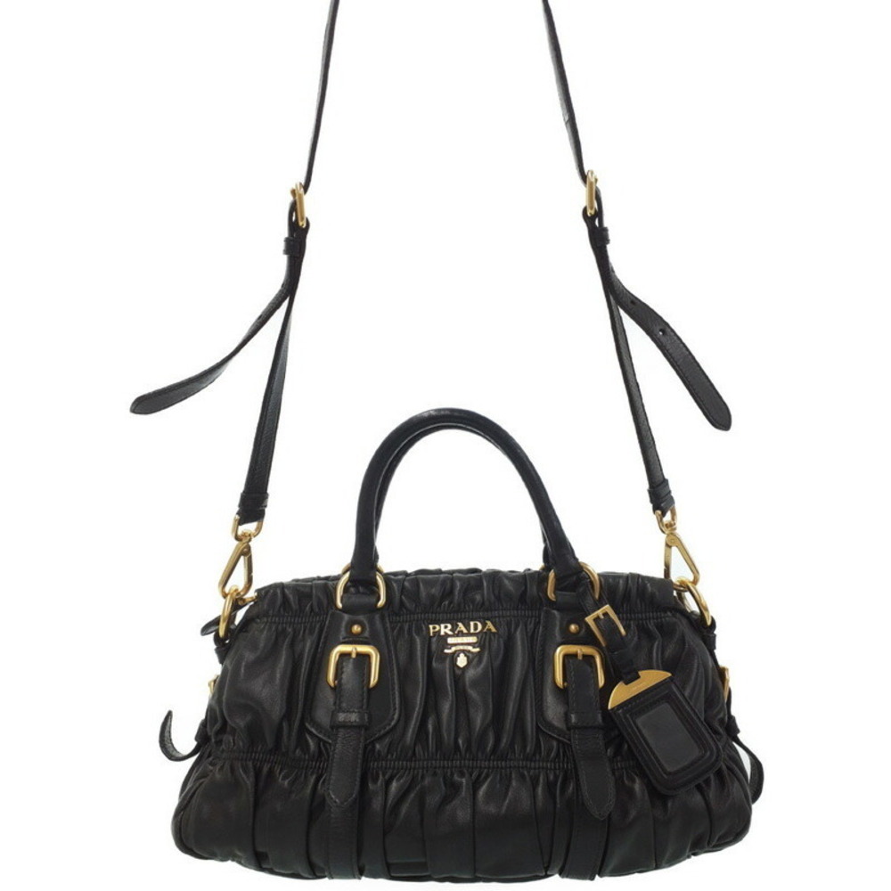 Prada Nappa Gaufre Handbag black ruched leather